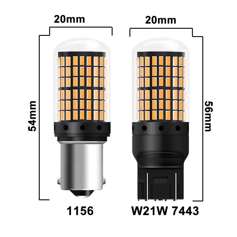 2PCS 1156 BA15S LED CANBUS 3014 144 SMD 1157 BAY15D P21/5W 7440 T20 7443 Turn Signal Light Reversing Lights Brake Lamp 12V WhiteTurn Signal 2