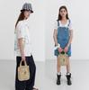Dunst Hand Drawing Bloom Mini Bag — Handmade Paper Yarn Mini Tote with Floral Embroidery | Korean Designer | Navy / Natural Cream