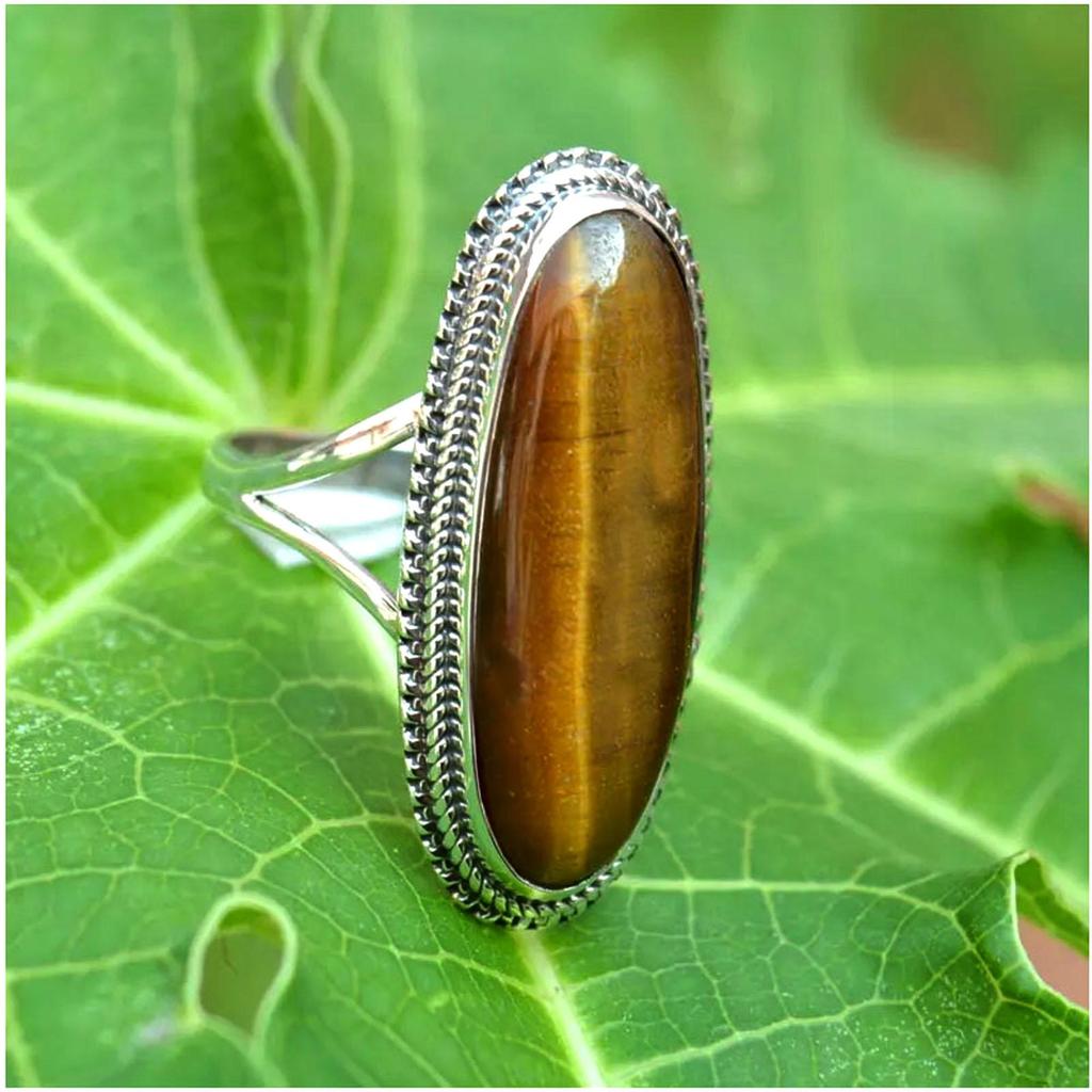 Tiger Eye 925 Sterling Silver Ring – Handmade Gemstone Jewelry