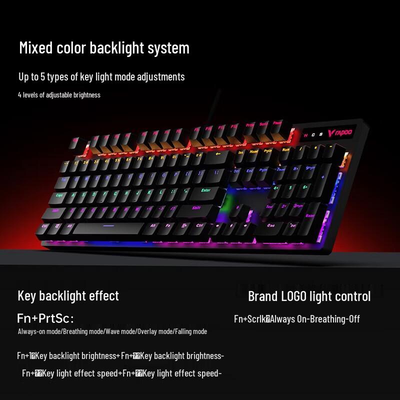 Rapoo V150S Upgraded Wired Backlit Mechanical Keyboard and Mouse Combo