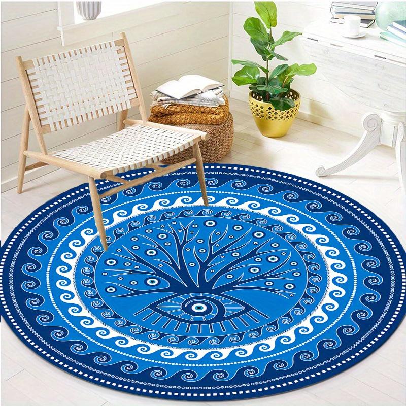 S Devil'S Eye Round Rug Nonslip Area Rug Office Chair Mat Carpet For Living Room Bedroom Home Decor