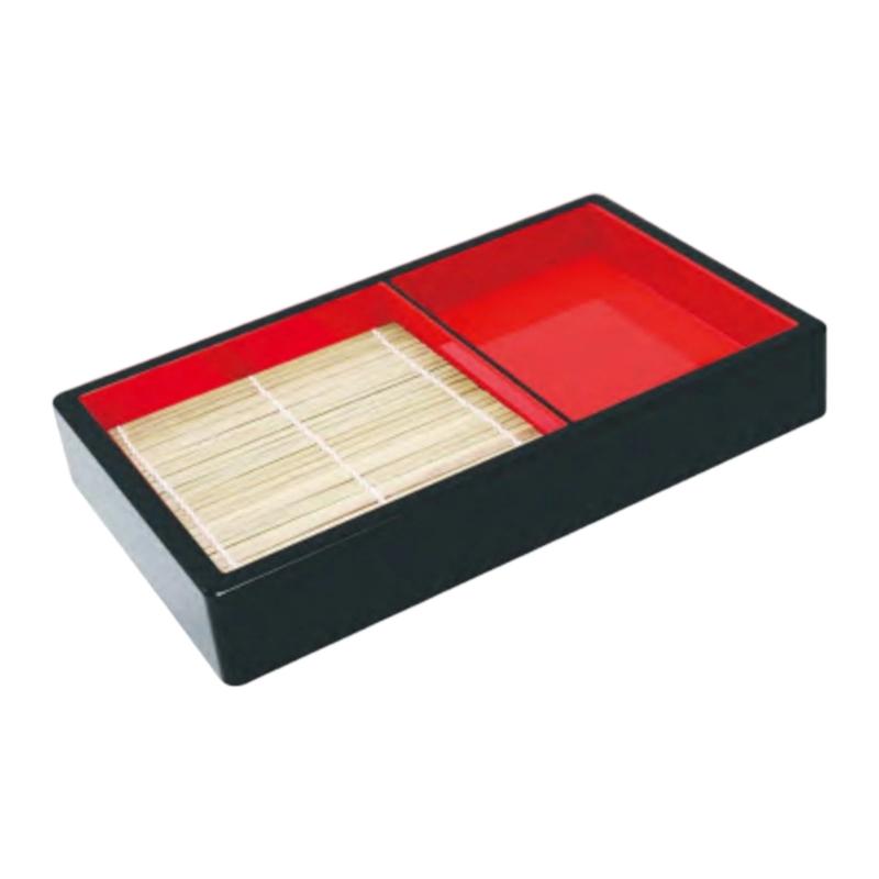 Cold Noodles Plate Plastic Food Plate with Bamboos Mat Food Snacks Dishes Serving Platters Easy to Clean Food Platter