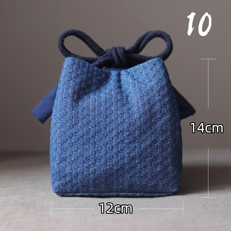 Large Denim Tea Set Carry Bag for Teapot with Four or Six Cups Portable Storage Organizer for Travel Outdoor Use No Cups