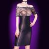 Off Shoulder Fashion Neck Ring Lace Mini Dresses High Elastic Oil Shiny Transparent Bodycon Dresses Package Hip Nightclub Dress