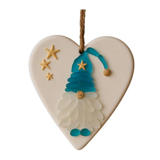 1/2Pcs Christmas Pendant Heart Shape Gnome Santa Claus Pattern Charm Festive