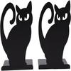 2pcs Black Cat Shaped Book Stopper 4.72x4.37x5.87in Metal Bookends Cute Book Organizer  Office Desk
