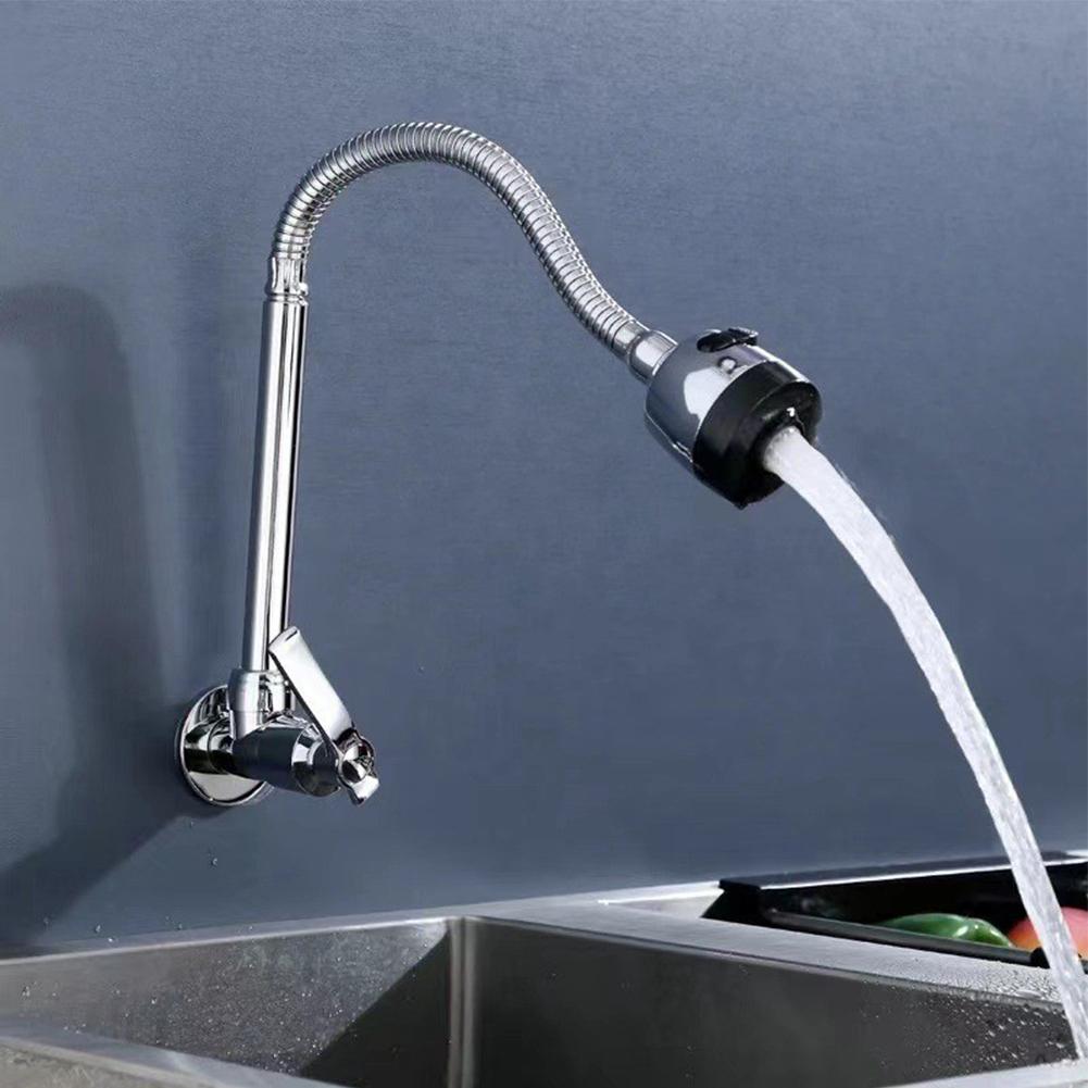 Kitchen Sink Faucet Wall Mounted Rotatable Cold Water Tap Retractable Sprayer Mop Pool Faucet Zinc Alloy Bathroom Taps