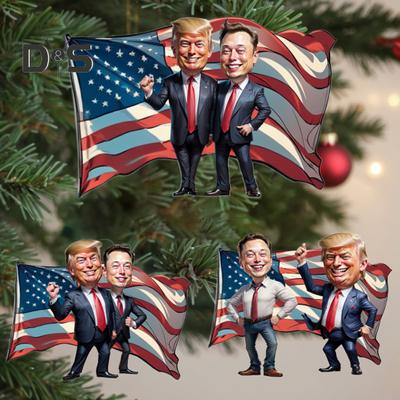 Trump Kalėdų ornamentas 2024 Juokingas Trump akrilinis ornamentas Kalėdinė eglutės kabinamas papuošalas Automobilio galinio vaizdo veidrodėlio priedas