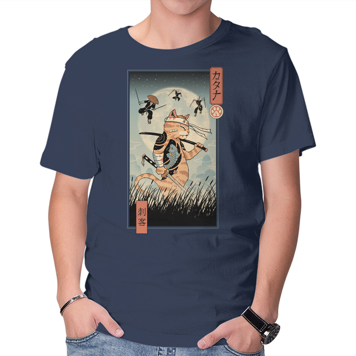 Unisex Crew Neck T-Shirt Catana The Last Fight Graphic Short Sleeve Casual Tee XL
