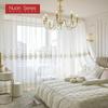 1PC Nuan Series French Style Gold Thread Embroidered Sheer Curtain Romantic Style Luxury Tulle for Living Room Bedroom Balcony Window Home Decor