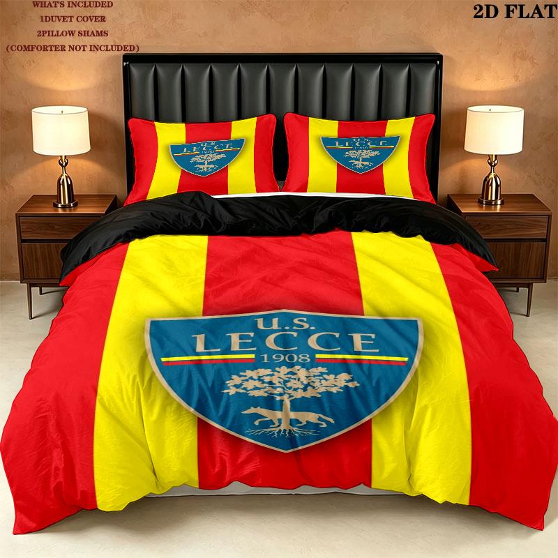 Unione Sportiva Lecce Pattern Bedding uilt Set uilt Cover Pillowcase Home Decoration Birthday Gift (1 * duvet cover + 2 * pillowcase without core)