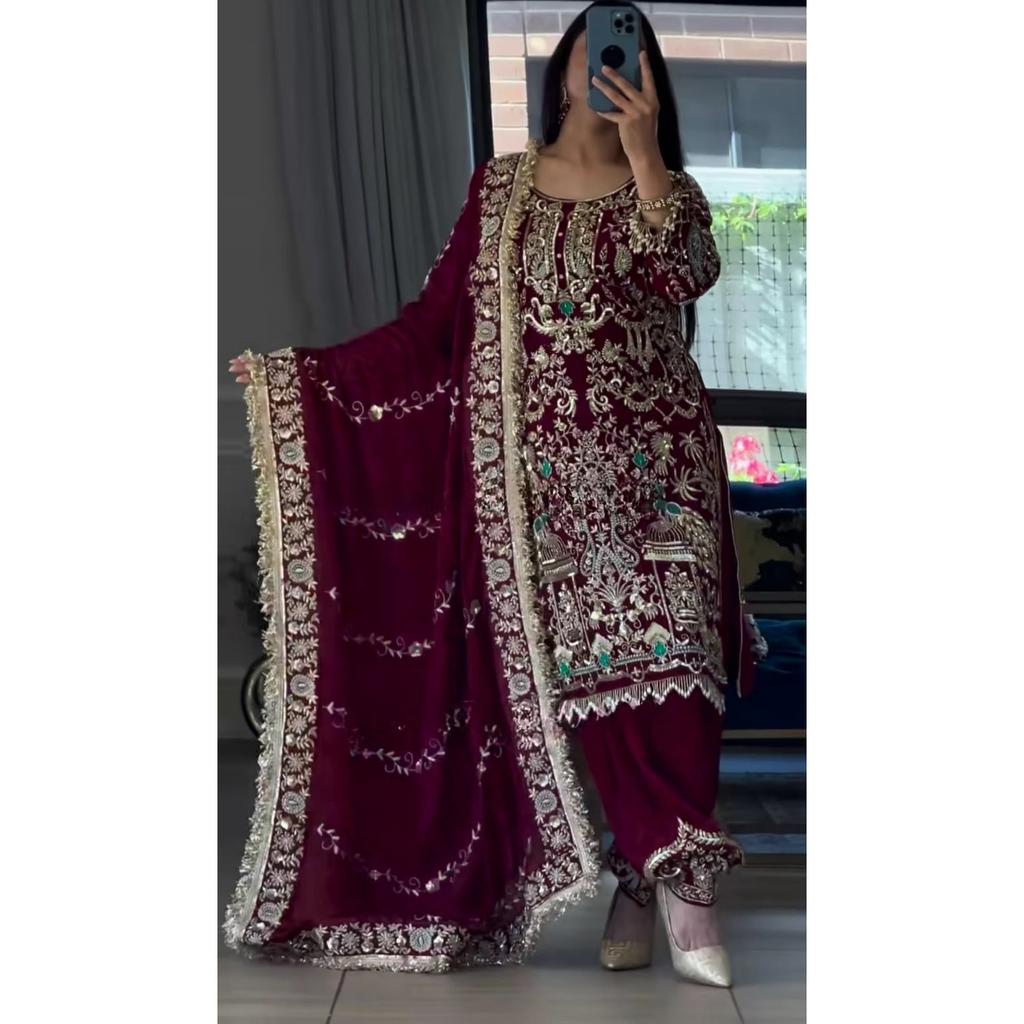 Pantaloni Dhoti Paksiatni Indiani Salwar Suit Abbigliamento da Matrimonio Bollywood Salwar Kameez