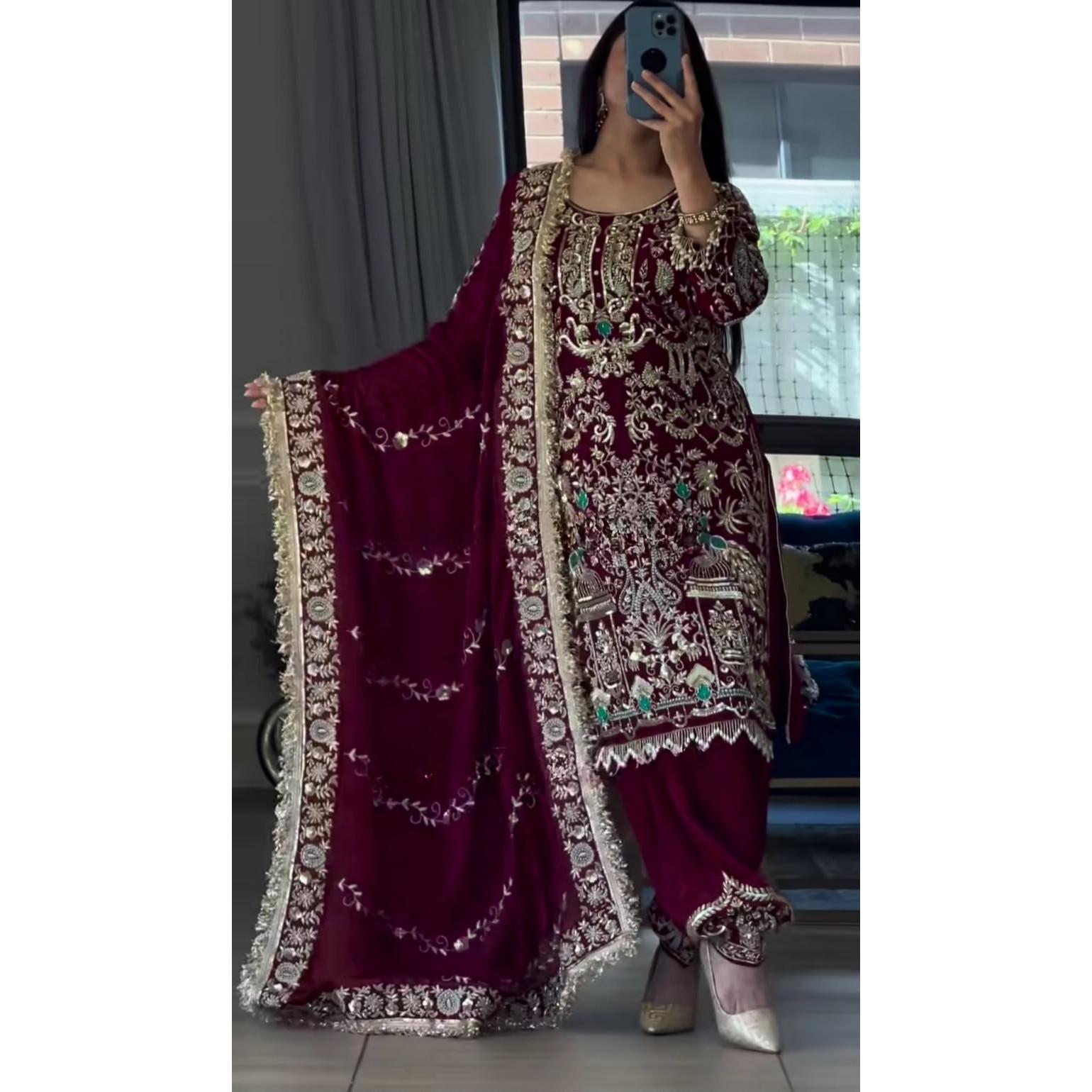 Indian Paksiatni Dhoti Pant Salwar Suit Bollywood Wedding Wear Salwar Kameez