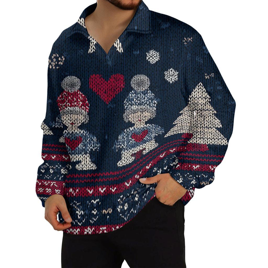Men's Casual Collared Long-Sleeve Knit Base Layer Top