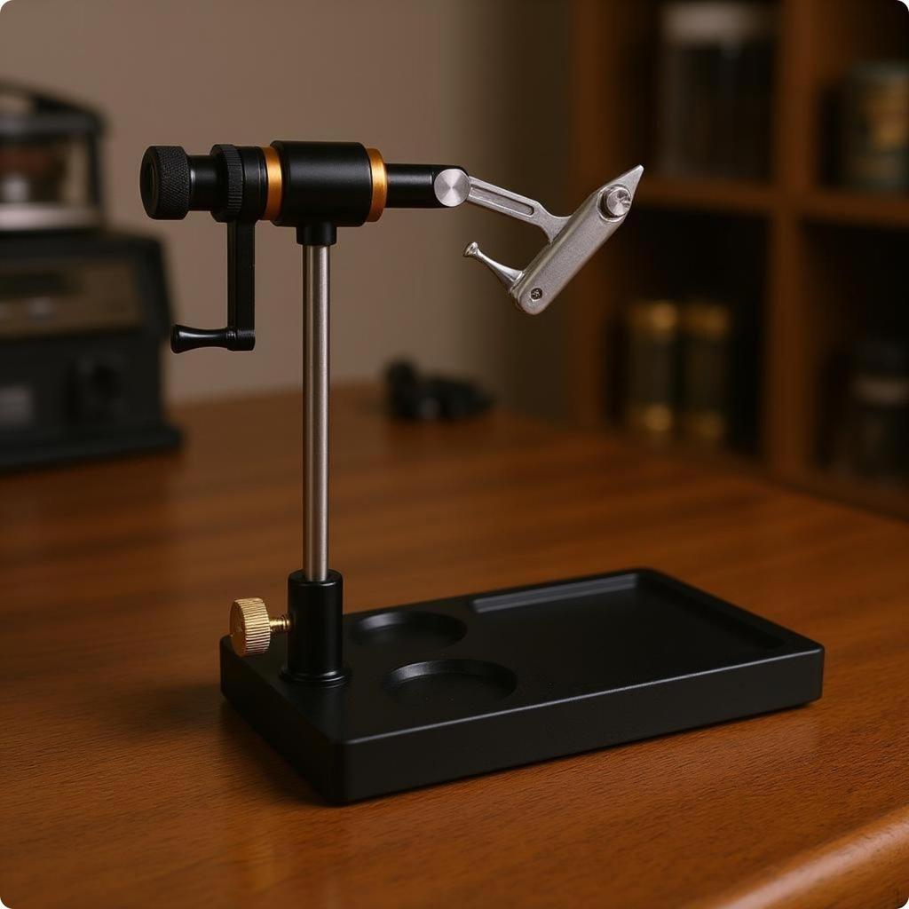 Rotary Fly Tying Vise Weighted Base Full Rotation Adjustable Arm Clamp Silver