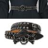 Popular Skull Buckle Belt for Adult Rhinestones Rivet Belt All Matching Blingbling Western Belt for Daily and Club