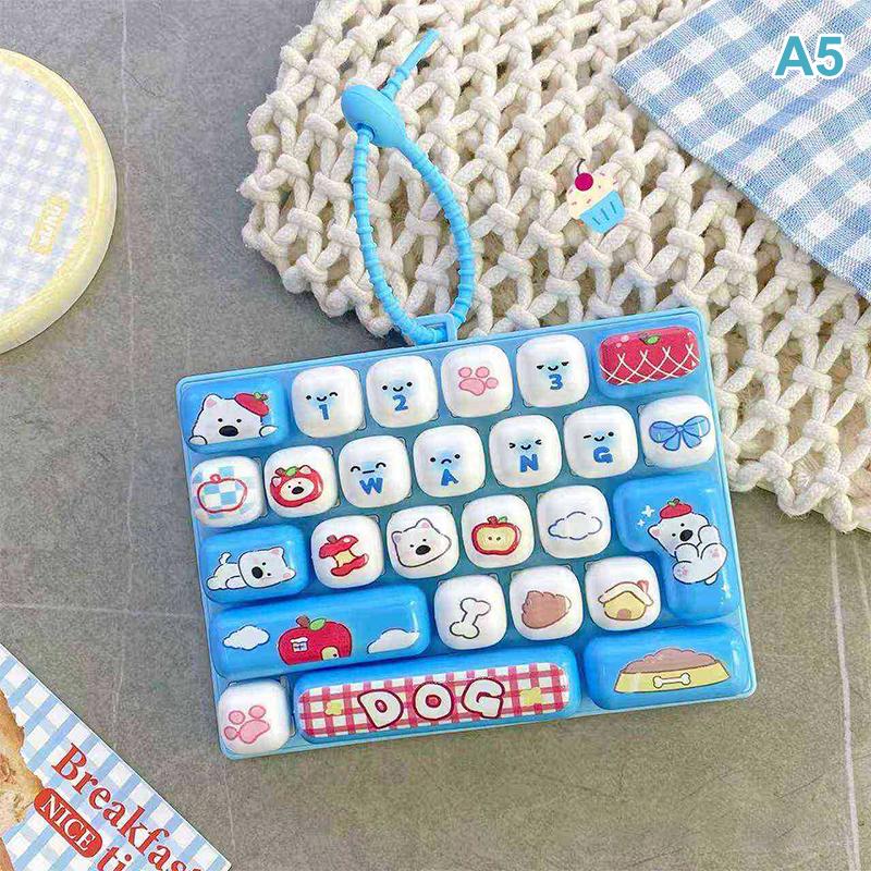 1 Pezzo 26 Scomparti Divertente Vista Mare Animale Portachiavi Tastiera Giorno dei Bambini Regalo Creativo Modello Lettera Quadrato Plastica Ciondolo