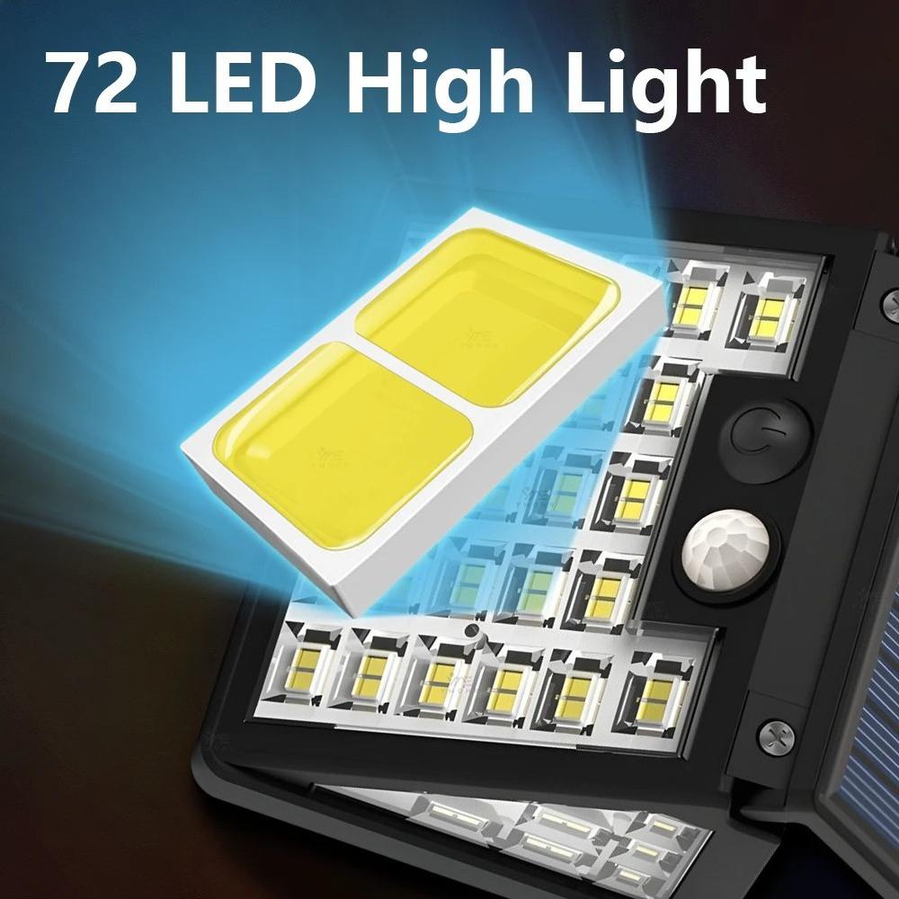 72 LED Outdoor Solar Motion Sensor Wall Lamp Foldable Waterproof 3 Lighting Modes Solar Light for Garden Yard Patio