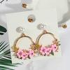 Brincos de Pétala Dongdaemun Primavera e Verão, Brincos Pequenos Frescos e Simples de Pérola e Diamante