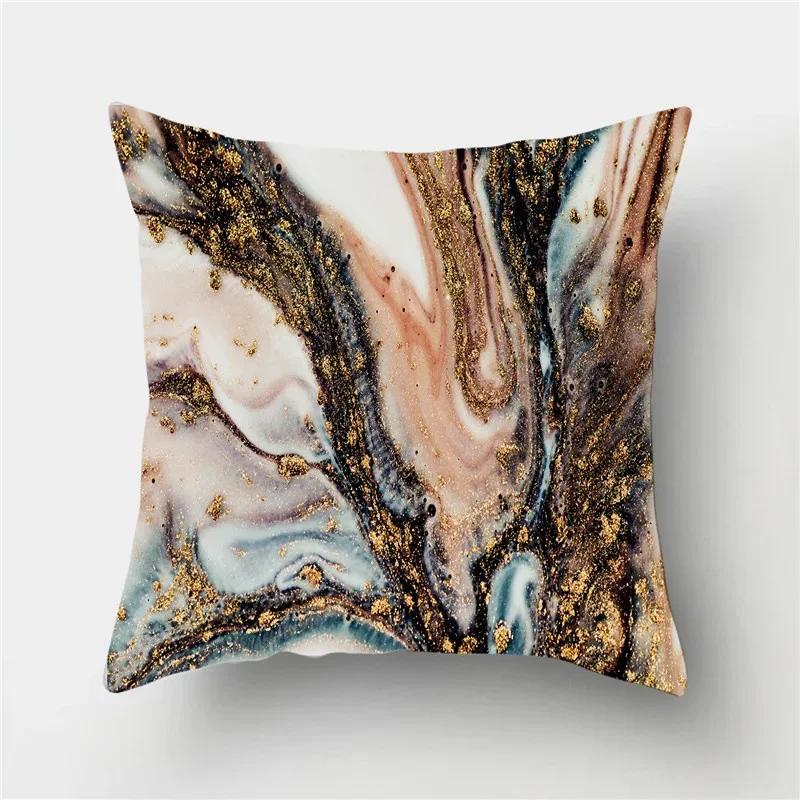 45*45 Marble Ocean Sea Pattern Polyester Throw Pillow Living Room Cushion Cover Home Decoration Sofa Decorative Pillowcase