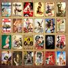 Vintage Retro Sexy Lady Pin Up Girl Painting Tin Signs Metal Poster Wall Sticker Bar Coffee House Club Home Decor YI-076