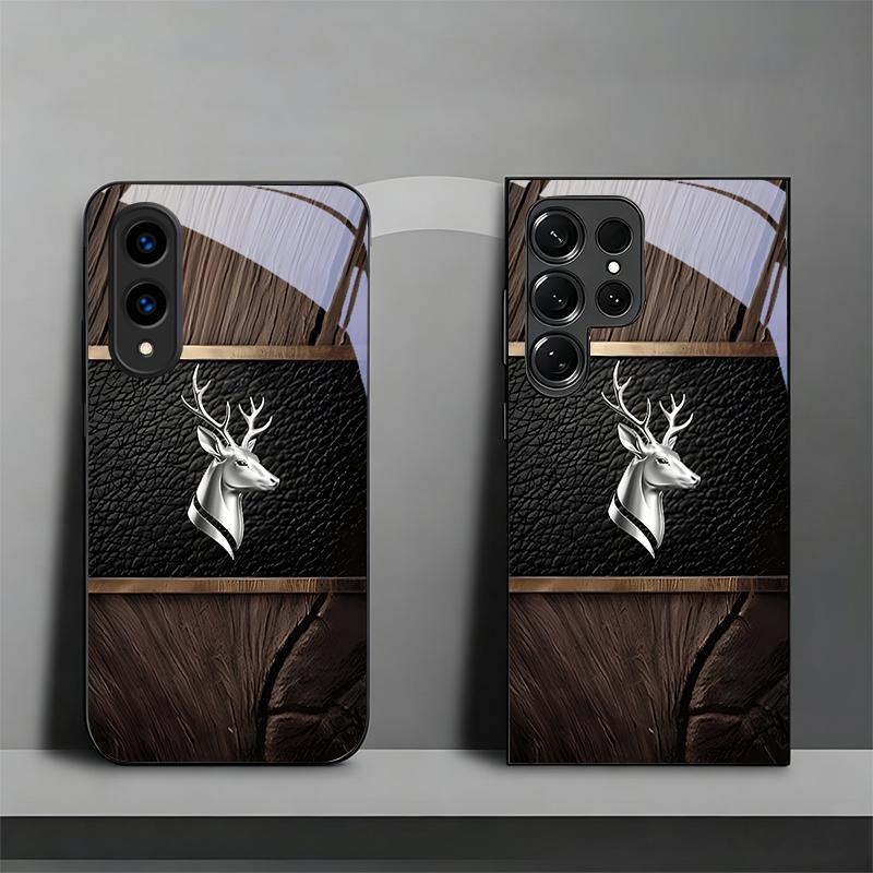 Elite Metallic Stag Black Phone Case For Samsung Galaxy S26 Ultra S25 Edge S24 FE S23 Plus S22 S21 S20 S22 S24 Glass Back Cover