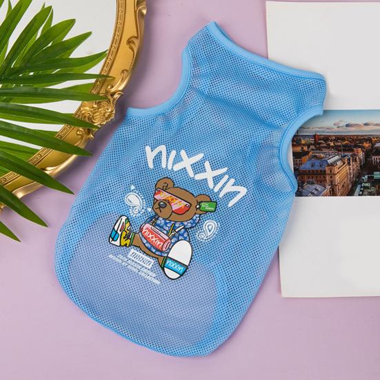 Yousheng Pet Vest Cartoon Pattern Wear Resistant Polyester Ultra-Thin Puppy Kitty Print Mesh Vest Apparel Pet Supplies