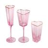 Hammered Pink Gold Rim Heart-shaped Glassware Set: Red Wine, Champagne Flute, Juice, European High-stem Glasses