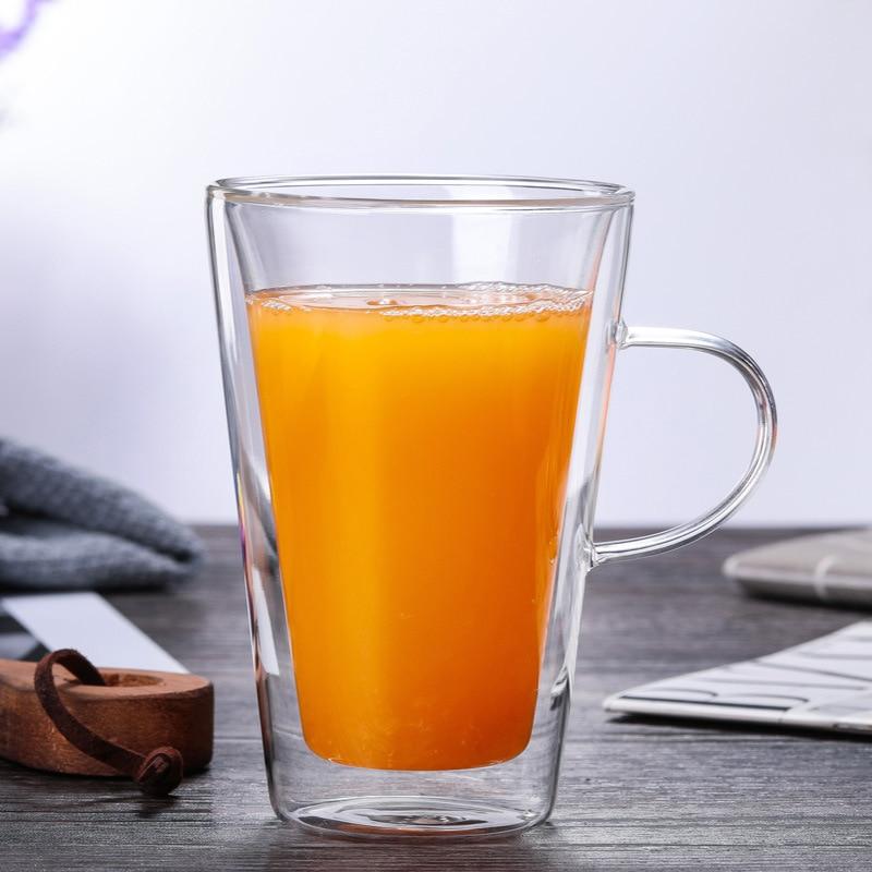 Double-wall Borosilicate Heat-resistant Glass Coffee Cup Insulated Milk Cup 380ml Without Handle