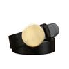 First Layer Cowhide Belt Men's Leather Smooth Round Buckle Belt Men's Korean Style Retro Easy Matching Buckle Fashion