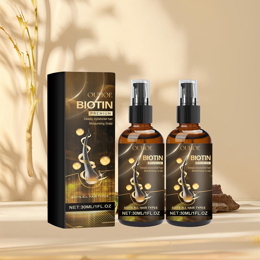 Biotin Hair Essence Spray Contains Biotin,Ginger, Ginseng Root Extract Hair Moisturizing Scalp Massage Care Essential Oil Improve The Texture of Hair