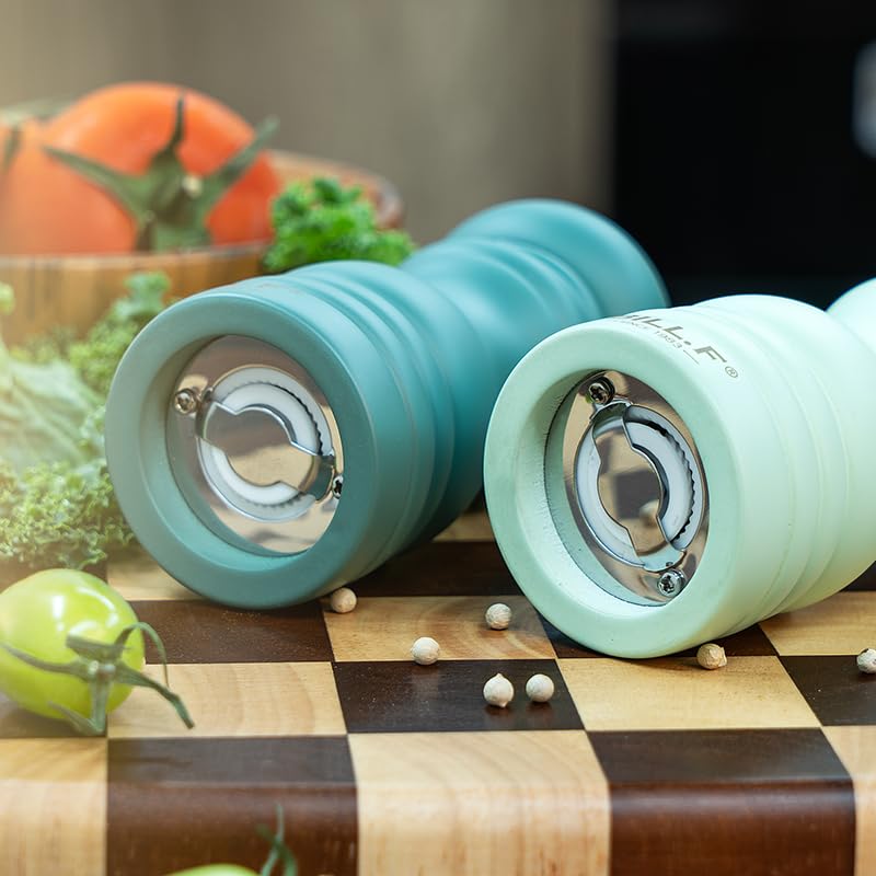 Pfeffersalz, Gewürz, Pfefferkristall, Stein, verstellbar, natürliches Gewürz aus massiver Eiche, Keramik, poliert, Gewürz für Camping, 2 Mühlen, Mühlen, Mühlen, manuell,