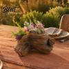 Indoor Greenery Pots for Study Resin Tree Stump Flowerpot Succulents Small Plants Imitation Wood Grain Planter Flower Plants Home Office Decor,