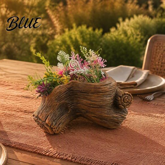 Indoor Greenery Pots for Study Resin Tree Stump Flowerpot Succulents Small Plants Imitation Wood Grain Planter Flower Plants Home Office Decor,