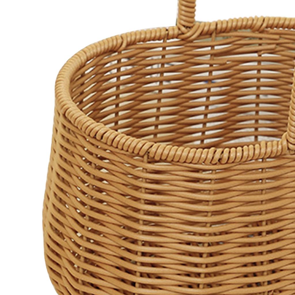 Portable Woven Basket with Handle PP Rattan Hand Woven Hamper for Fruits Vegetables Gifts