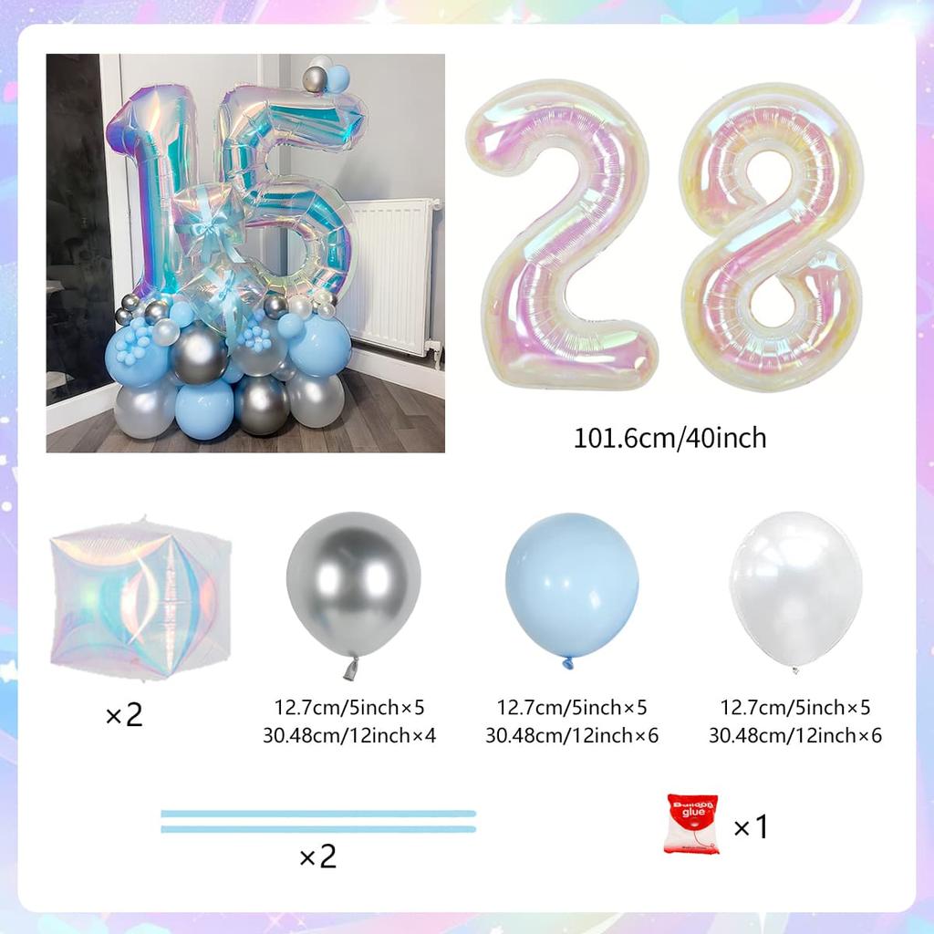 Colorful Rainbow Balloon Set Digital Transparent Colorful Aluminum Film Balloon Commemorative Day Birthday Party Decoration