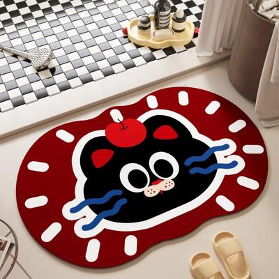 Einfacher Cartoon-Druck Badezimmer Verdickungsmatte Bad Rutschfeste Teppiche Waschbecken Badewannenseite Bodenmatte Duschraum Fußmatte Memory-Schaum 3D-Pad