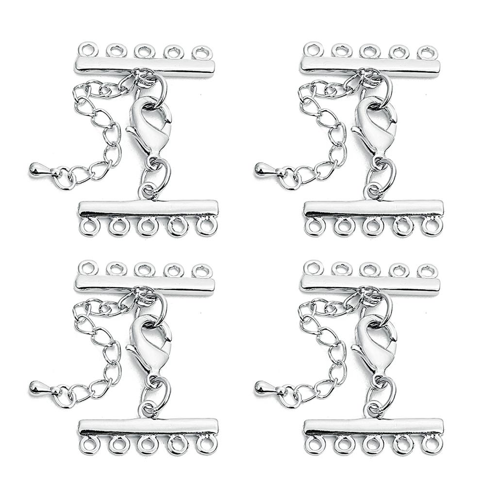 2sets Metal Lobster Clasps Extender Chain Copper Plated Multi Row Link Clasp Connectors For DIY Jewelry Making Necklace Bracelet