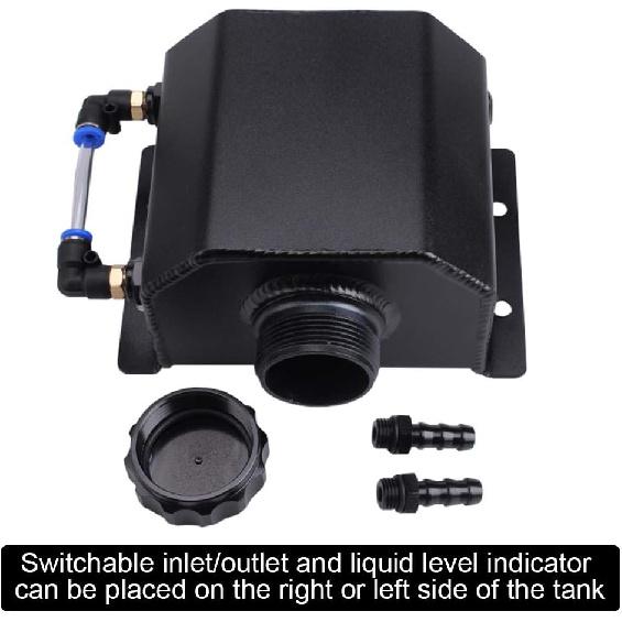 RASTP Universal 1L Coolant Overflow Tank, Aluminum Coolant Radiator Tank,Reservoir Expansion,Black