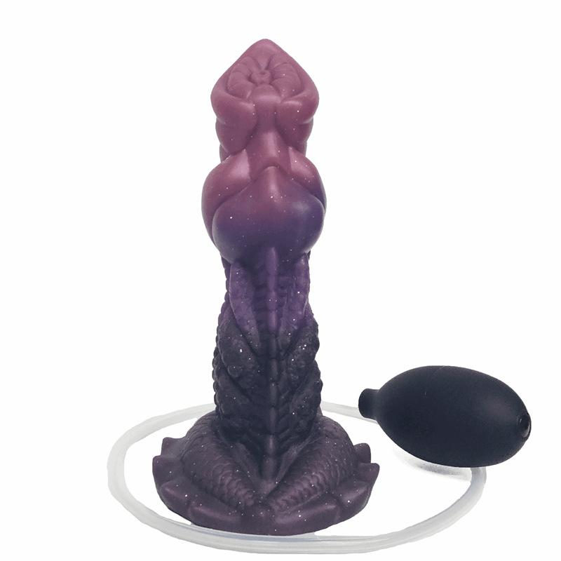 Ejaculating "Dragon" Style Dildo — Silicone dildo featuring an oversized fantasy creature/alien beast design with a "horse knot" structure.