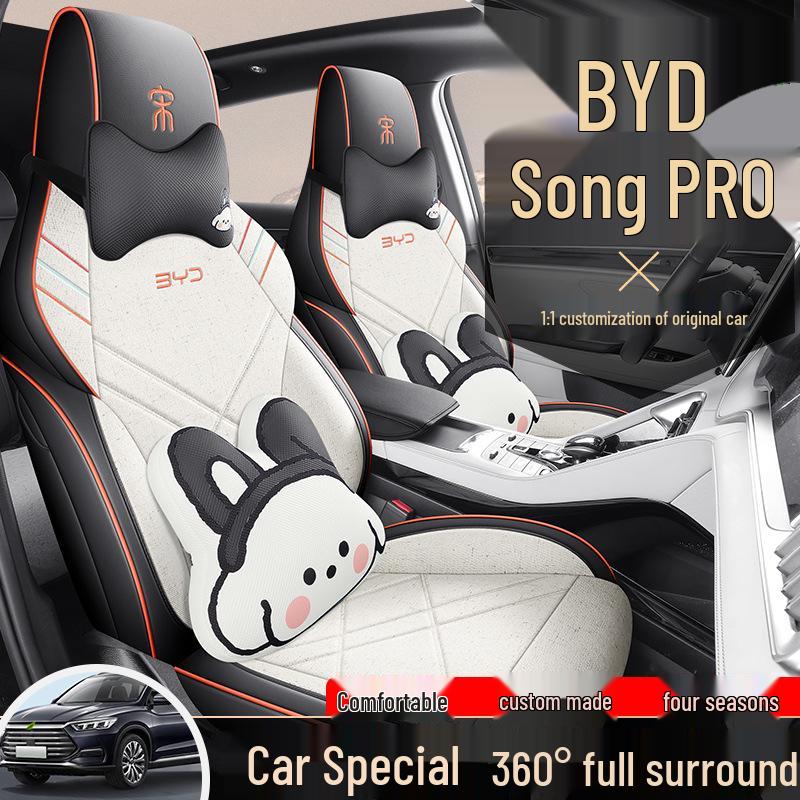 BYD Song Pro Leather & Linen Full Wrap Cartoon Seat Cover (Set of 5)