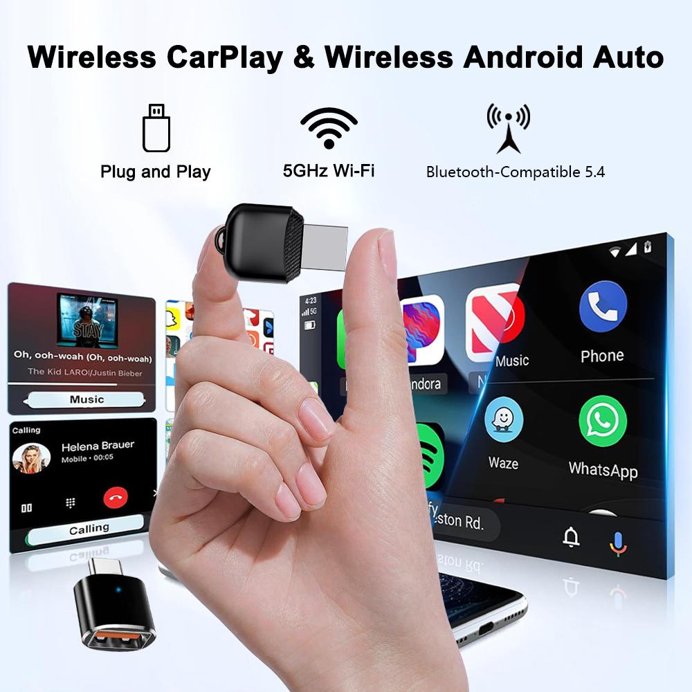M25 2 in 1 For CarPlay/Android Auto Wired to Wireless Car Adapter Bluetooth-compatible 5.4 AI Box USB Dongle