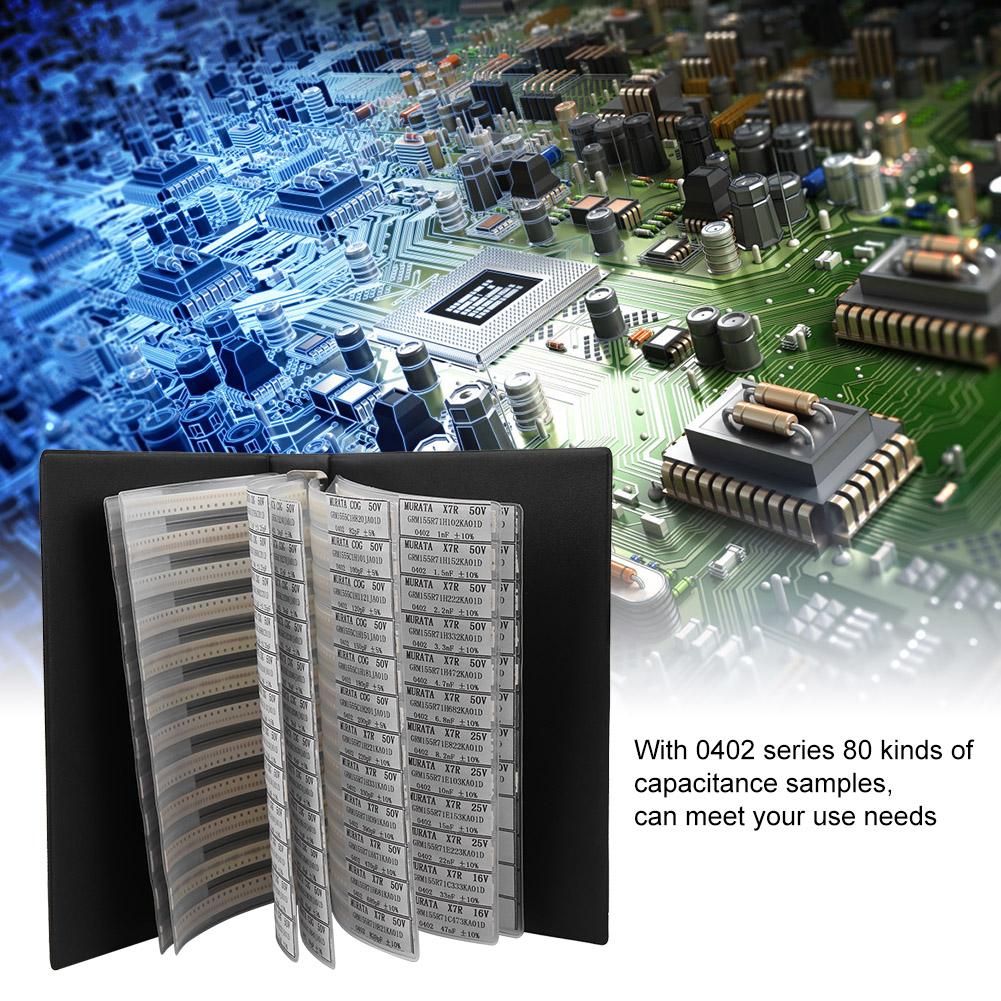 0402 Series 80 Values Capacitors Electronic Components Assorted Kits Sample Book Black