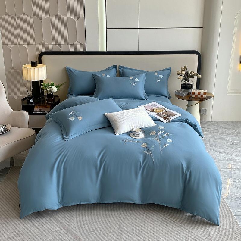 

Домашний текстиль Однотонная вышивка Постельное белье Набор из четырех предметов из полированного стираного хлопка Класса А Материнский и младенческий класс Пододеяльник Простыни 1.8m bed 4pc: quilt 2*2.3m