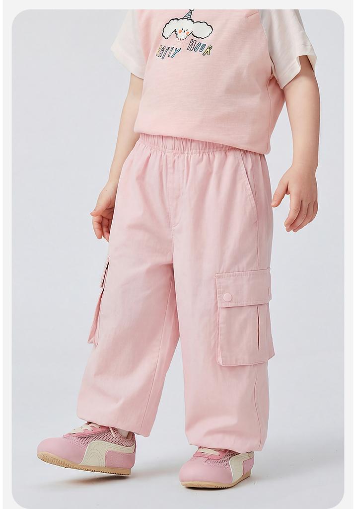 Mini Balabala Girls' Baby Pants with Breathable and Anti Belly Features, Adjustable Foot Openings for Summer