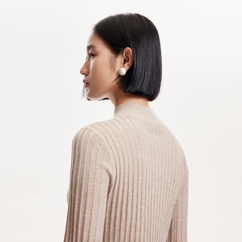 Veromoda Women's Shimmer Ribbed Semi-High Collar Knit Sweater