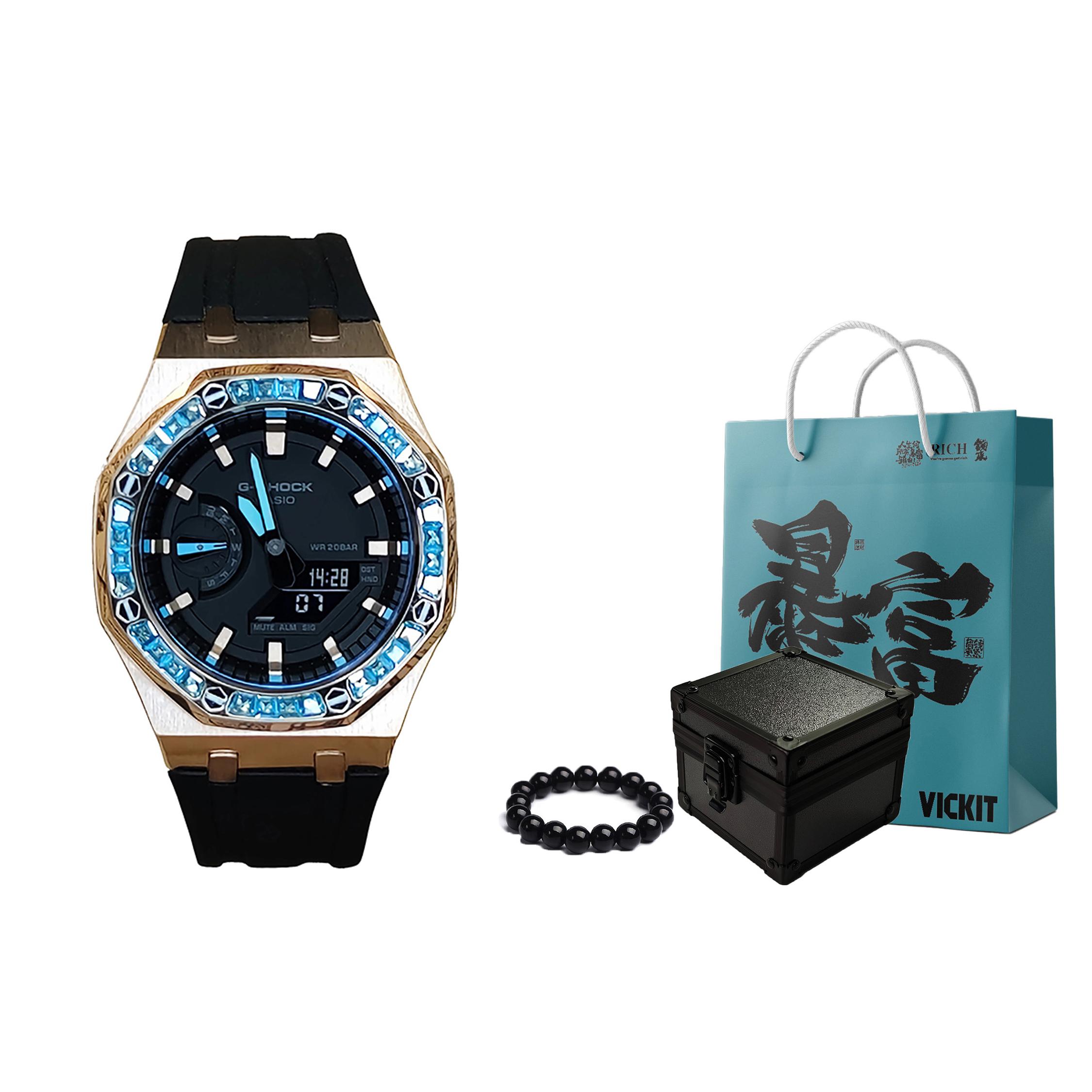 

CASIO Men Liquid Crystal,Analog Dual Display Series 44mm Black Watch GA-2100-1A1(Watch3--)