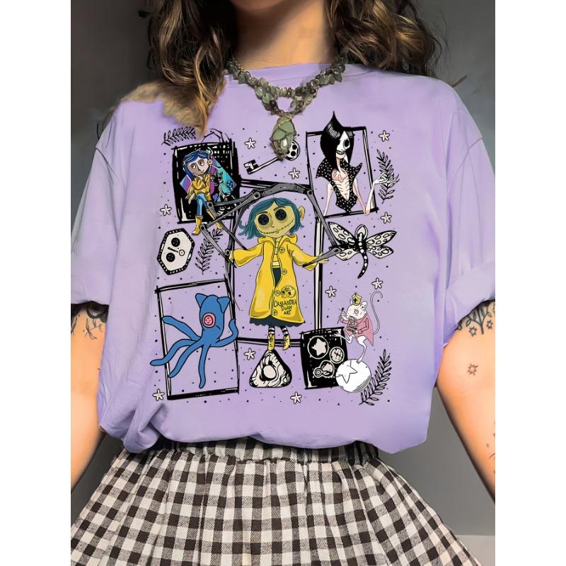 Women's Casual Round Neck Portrait Printed Polyester Fiber T-Shirt Fashion Street Oversized Short-Sleeved Summer Ladies Clothing