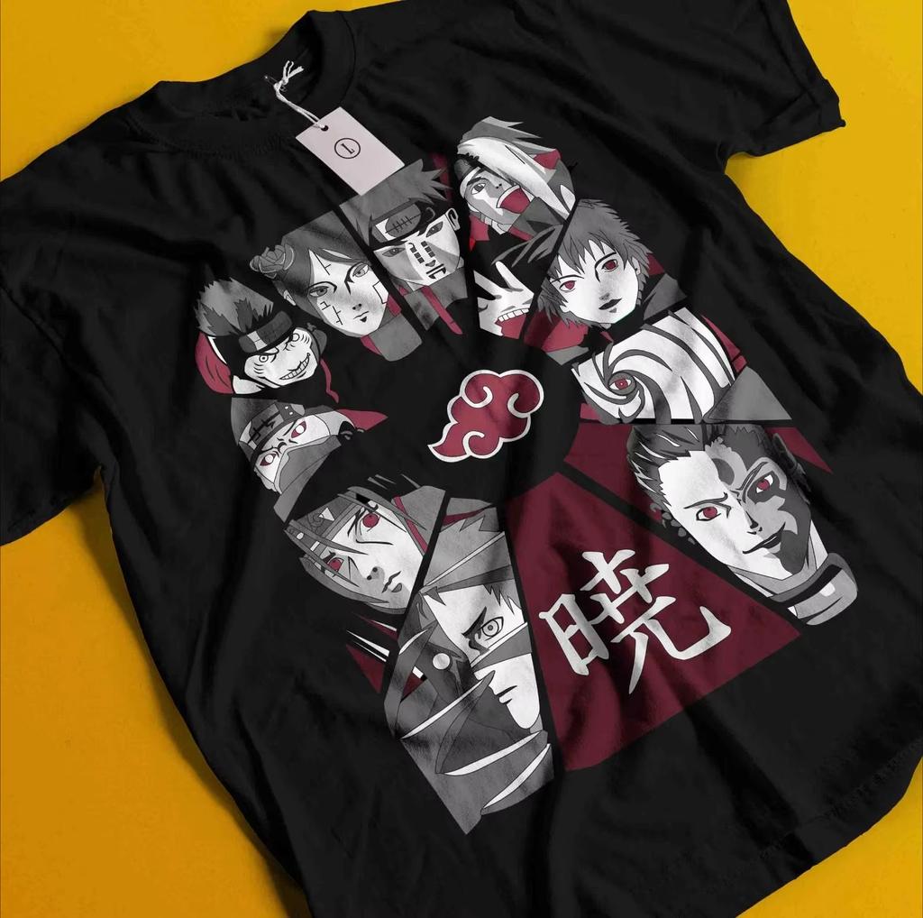 Naruto Summer New Akatsuki Organization Anime Printed Tshirt Unisexs Neutral Loose Casual Family Outfit Short Sleeve Tshirt Top