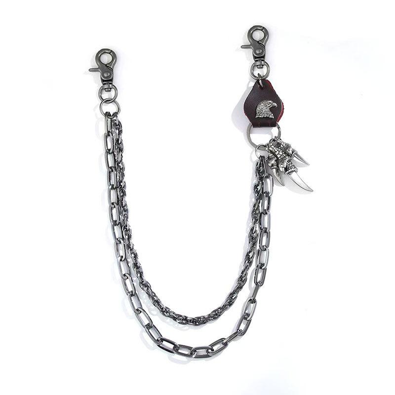 Coole Doppelspitzen-Kette mit Adler-Motiv Persönlichkeitskette Punk Hip Hop Hip Hop Jeans-Hüftkette Mode Metall-Accessoires